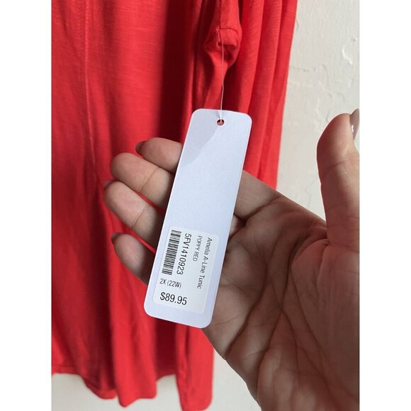 New! Soft Surroundings Size 2X Amelia A-Lie Orange Tunic Top MSRP $89.95 V-Neck - Picture 7 of 9